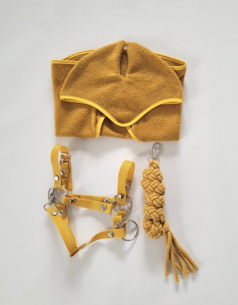 Zestaw dla Hobby Horse A3: polarowa derka + nauszniki - musztardowy