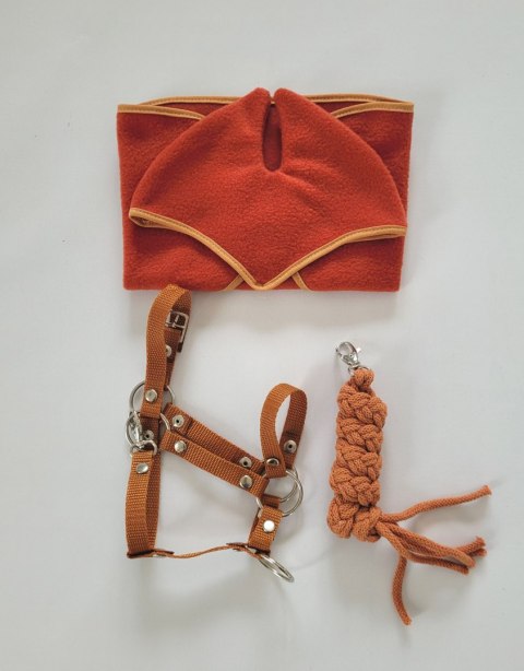 Zestaw dla Hobby Horse A3: polarowa derka + nauszniki - rudy