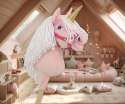Hobby Horse Jednorożec na kiju mały różowy z białą grzywą i złotym rogiem