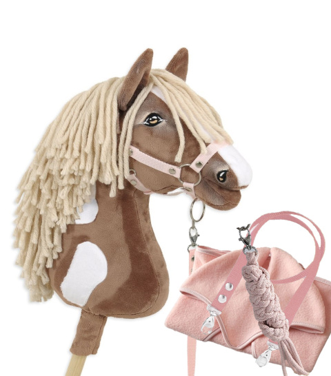 Zestaw STARTER – Hobby Horse A3 Western III gniady + pudrowy róż akcesoria