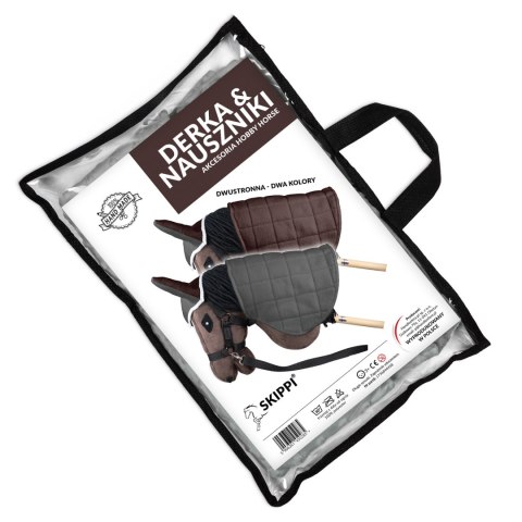 Derka dwustronna i nauszniki Skippi dla Hobby Horse - brązowa - siwa Derka dwustronna i nauszniki Skippi dla Hobby Horse - brązowa - siwa