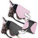 Zestaw Skippi - Hobby Horse Gniady - Derka i nauszniki - różowa i szara